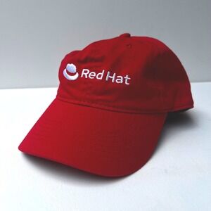 Red Hat Linux Software Promo Baseball Cap Adjustable Strapback Hat Red White